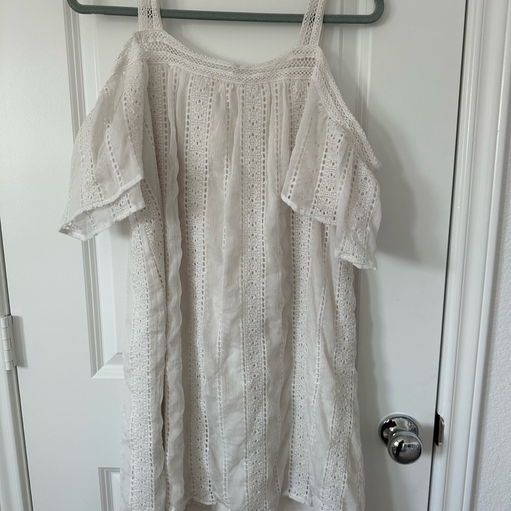 The Impeccable Pig White Lace Mini Dress Off Shoulder Dress - Picture 4 of 4